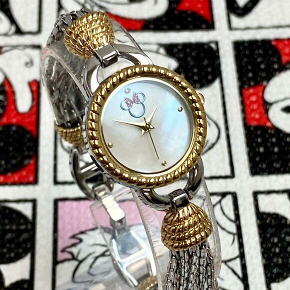 Disney Parks Minnie Mouse Two-Tone Bracelet Watch Mother of Pearl Dial - Picture 2 of 15
